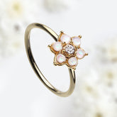 20G Gold White Opal Flower Bendable Nose Hoop